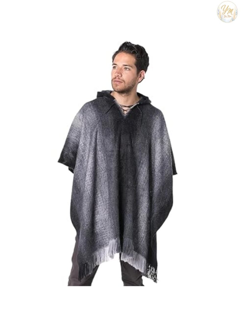 Alpaca Wool Poncho Hooded Pullover Handmade Warm Winter Wear